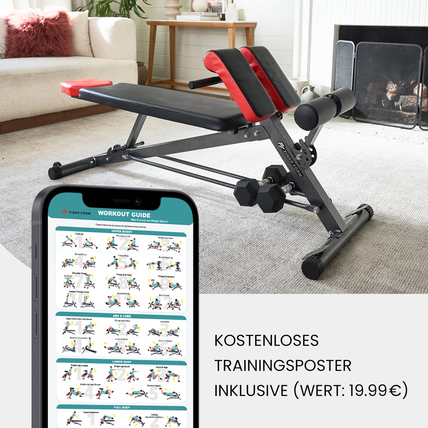 Finer Form Multifunktionale Hantelbank – 5-in-1 Trainingsbank