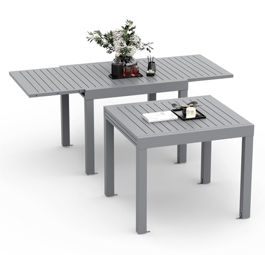 Devoko Ausziehbarer Aluminium-Gartentisch 80–160 cm Silbergrau