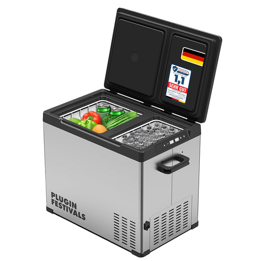 PLUG IN FESTIVALS DUAL Ice Cube Kühlbox 38L – App, 2 Zonen