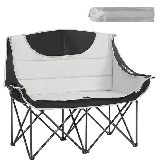 LARMNEE Campingsofa Faltbar 2 Personen 200 kg – Grau/Schwarz