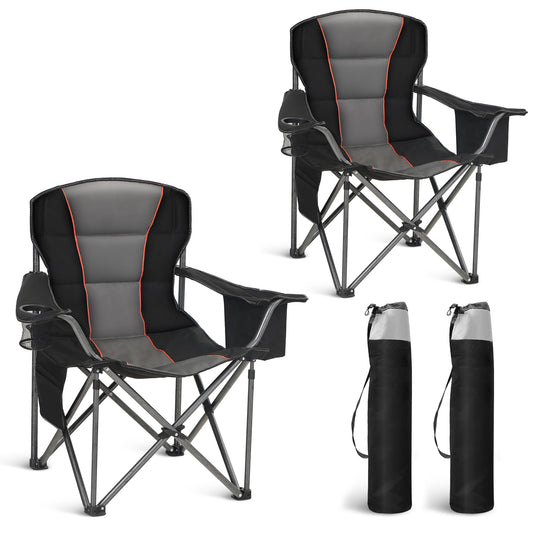 HIGH POINT SPORTS Campingstuhl 2er Set XXL 200 kg – Schwarz