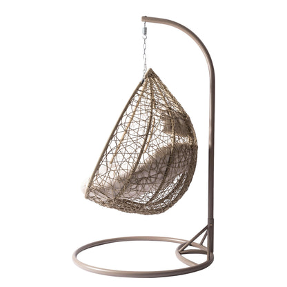 Mirjan24 Torn Hängesessel 2-Sitzer Polyrattan mit Gestell Beige