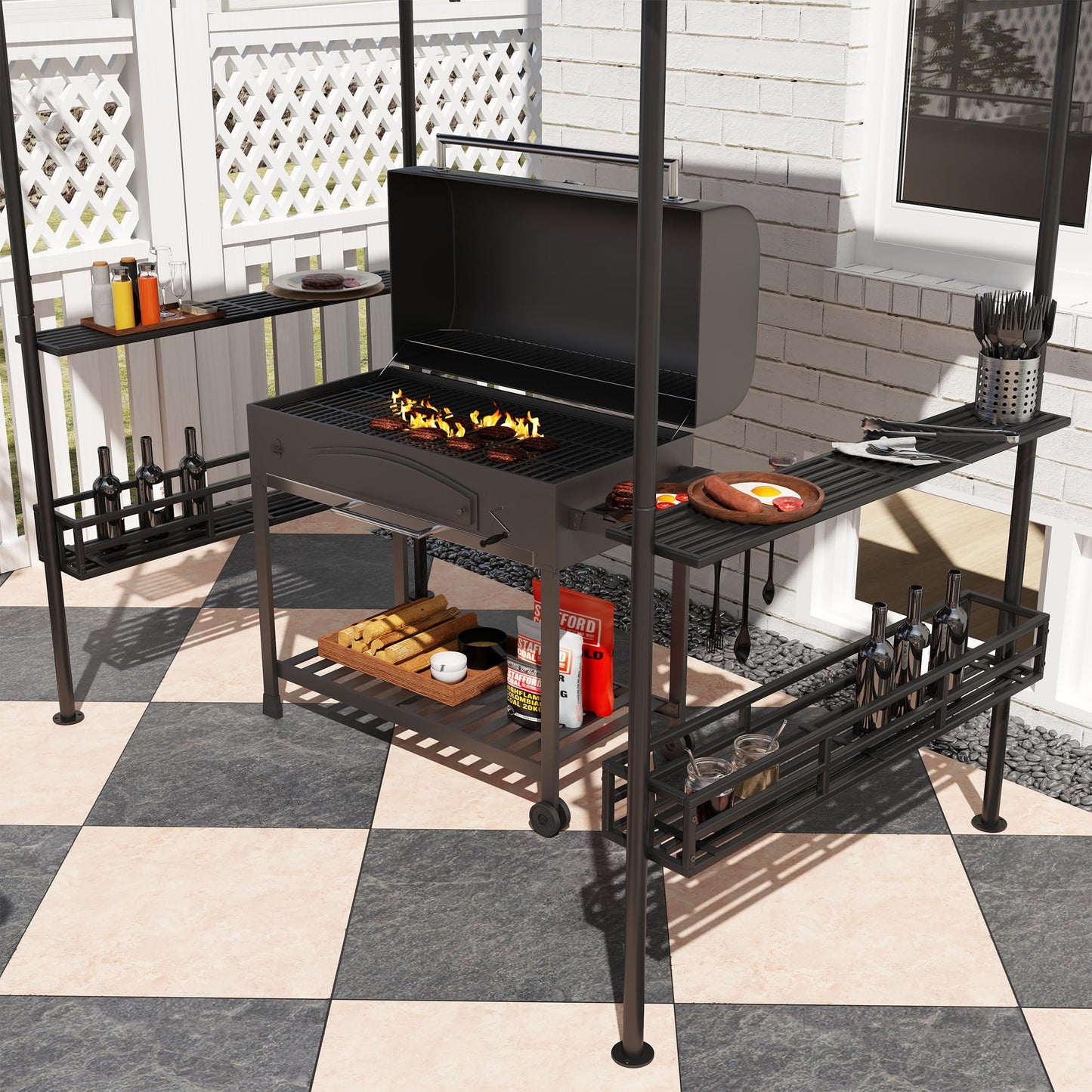 Outsunny Grillpavillon 240x150 cm – wasserdicht, UV-Schutz