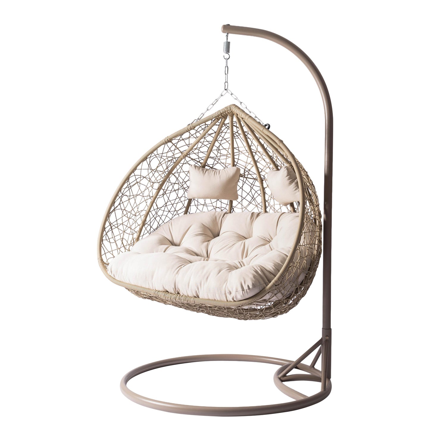 Mirjan24 Torn Hängesessel 2-Sitzer Polyrattan mit Gestell Beige