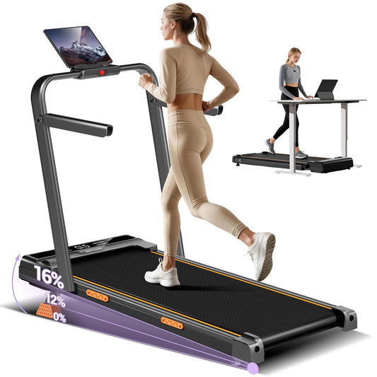 LONTEK Laufband Klappbar 10 km/h 16% Steigung 3.0 CV – Schwarz