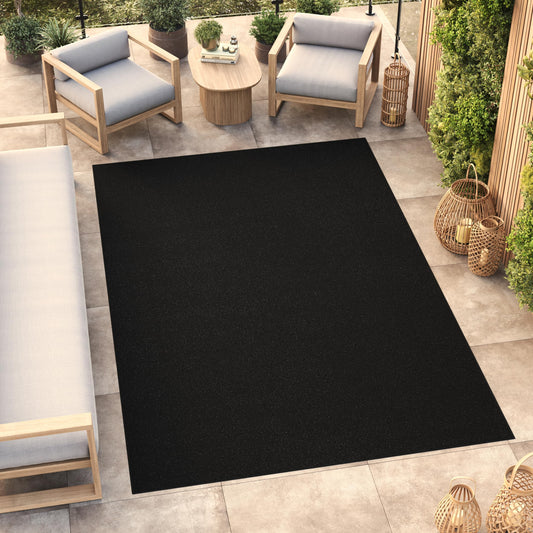 TAPISO Mono Kurzflor Teppich Schwarz Indoor Outdoor – ÖKO-TEX