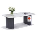 HOOZ Couchtisch Keramik Travertin-Optik 130×70 cm – Schwarz