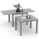 Devoko Ausziehbarer Aluminium-Gartentisch 80–160 cm Silbergrau