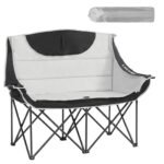 LARMNEE Campingsofa Faltbar 2 Personen 200 kg – Grau/Schwarz